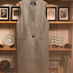 NWT White House Black Market gray long vest SZ 8